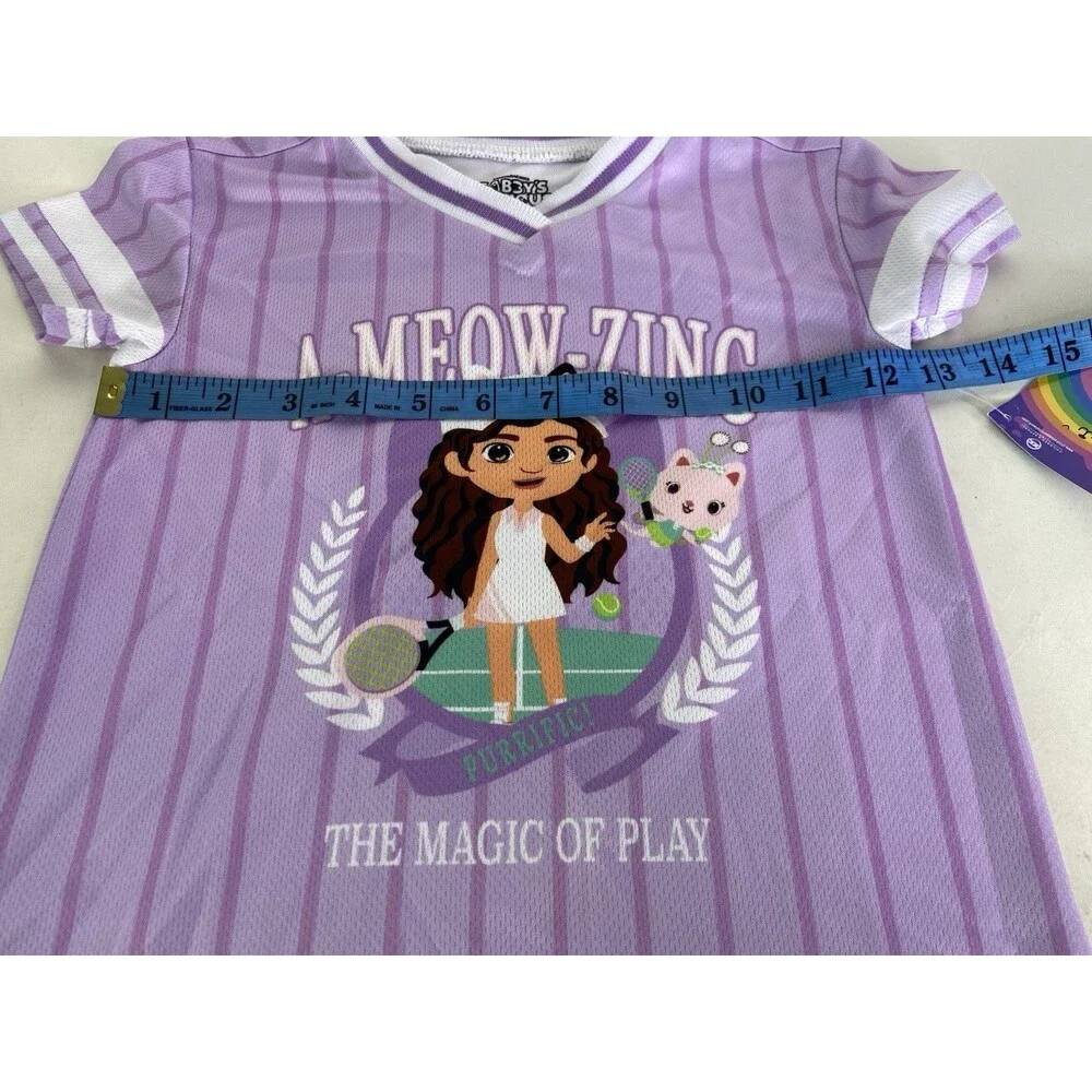 Gabby's Dollhouse Striped Purple Jersey Shirt Dress Toddler Girls Size 3T
